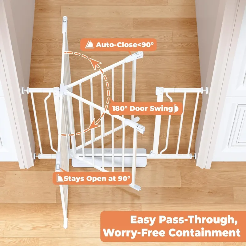 Cideny Auto Close Dog Gate Indoor for Doorways & Stairs
