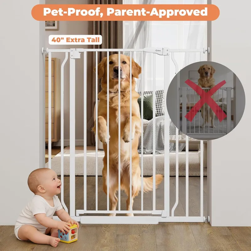 Cideny Auto Close Stroller Friendly Dog Gate Indoor for Doorways